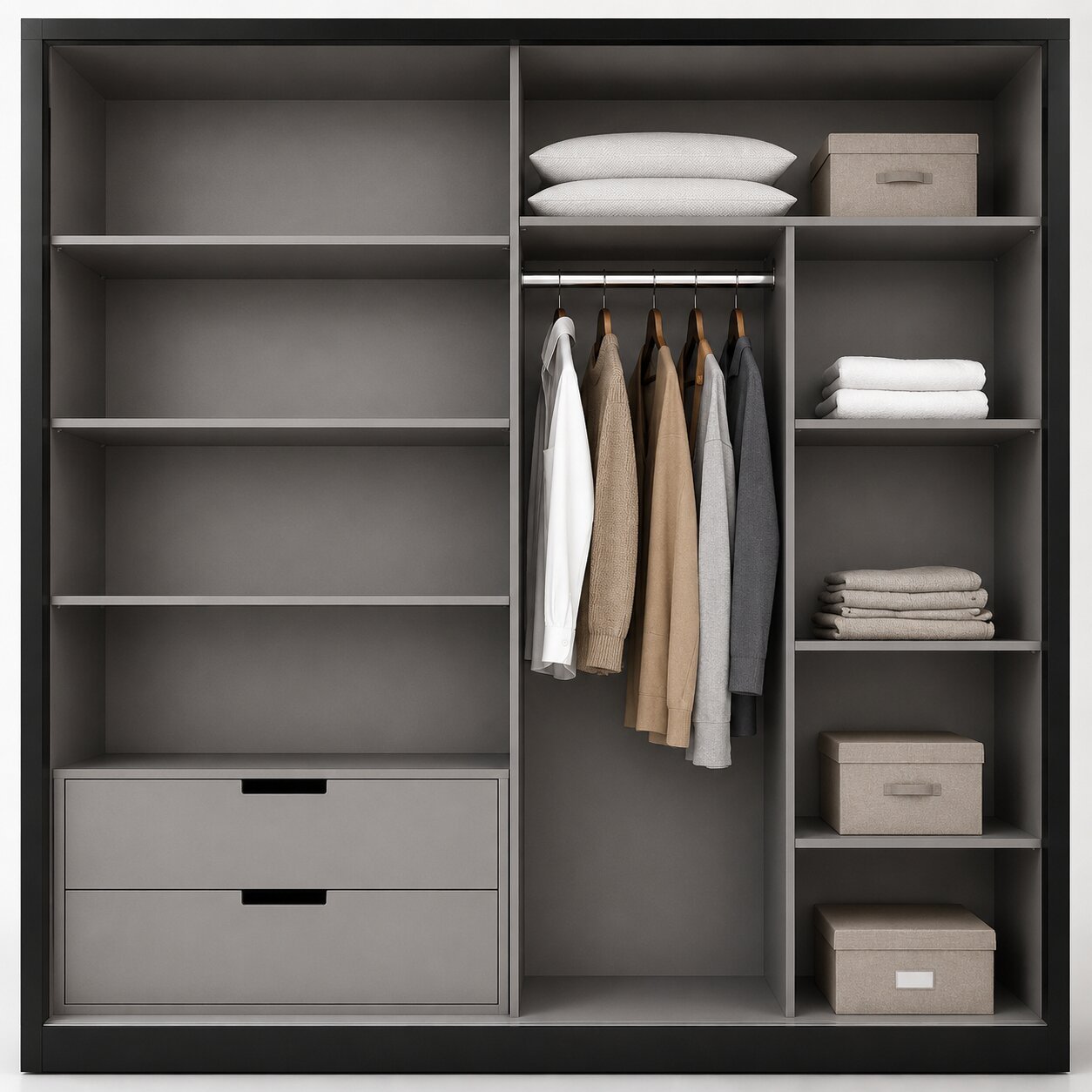 Sliding Door Wardrobe System – Graphite & Anthracite Finish