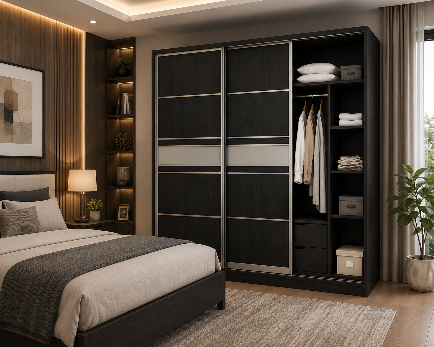 Sliding Door Wardrobe System – Graphite & Anthracite Finish