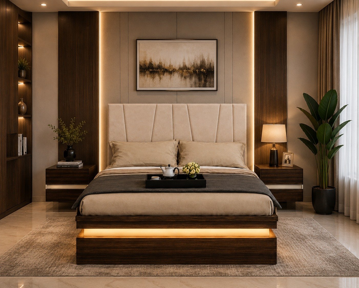 Woodsman King Size Bed KB-01 – Dark Walnut &...