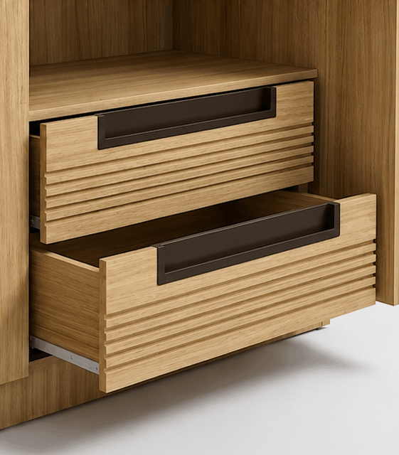 Modern Design 2 Door Wardrobe with Drawers – Honey Oak with Chocolate Accents - image 7
