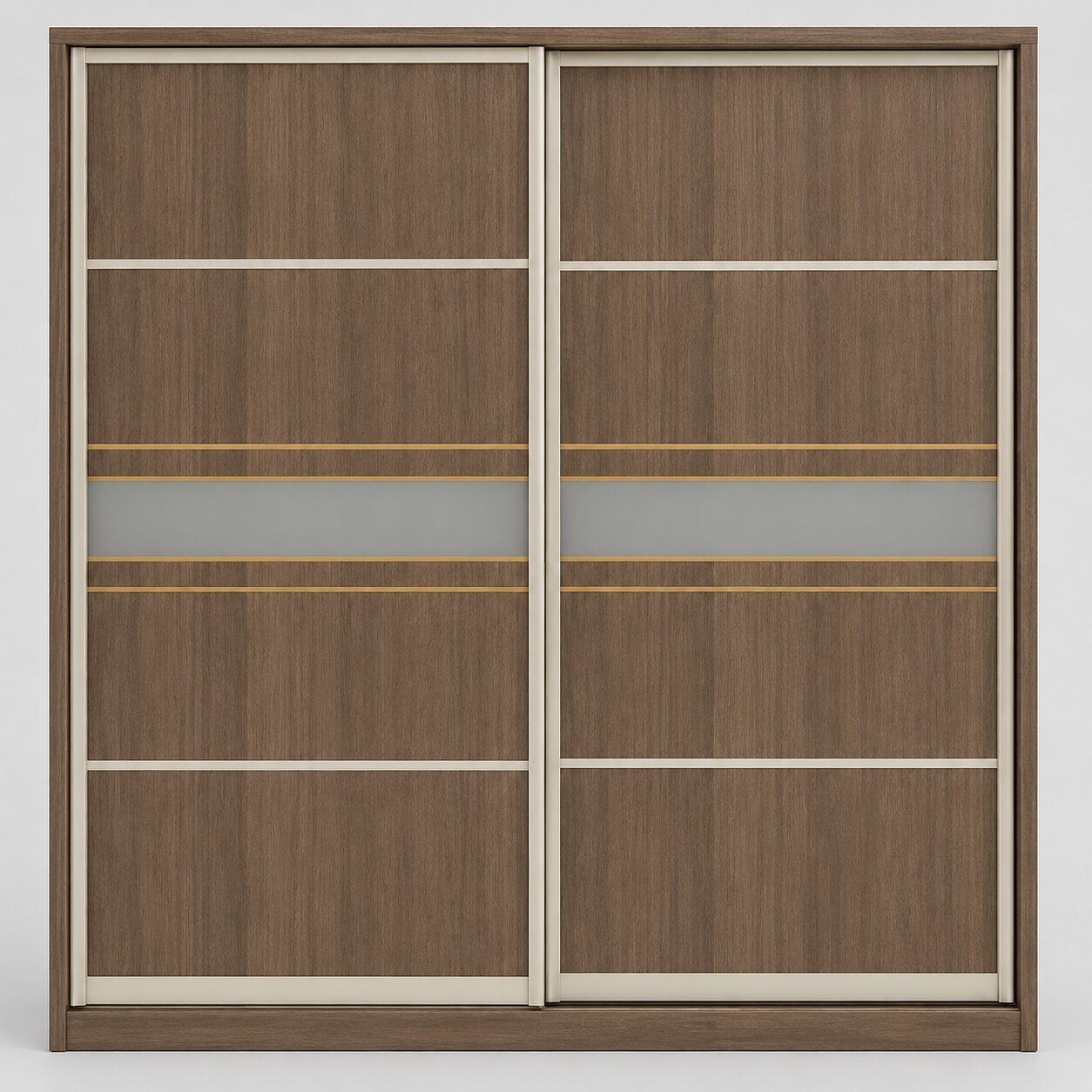 Sliding Door Wardrobe – Warm Brown Wood Finish with Taupe Undertone