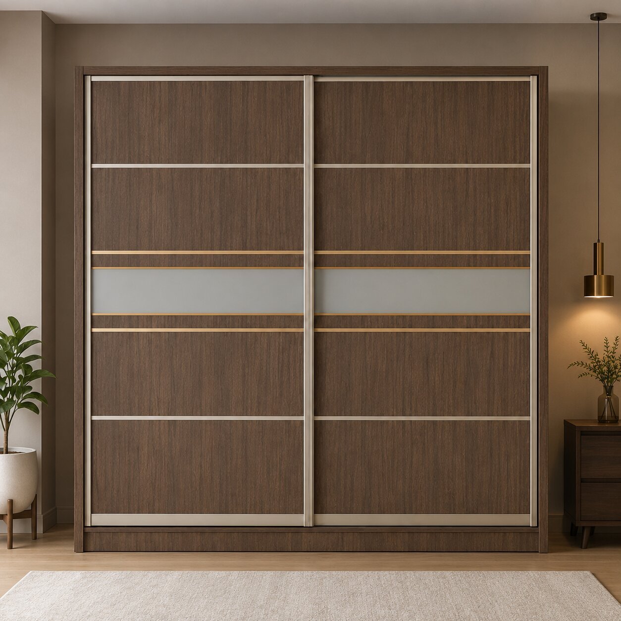 Sliding Door Wardrobe – Bitter Chocolate & Champagne Finish
