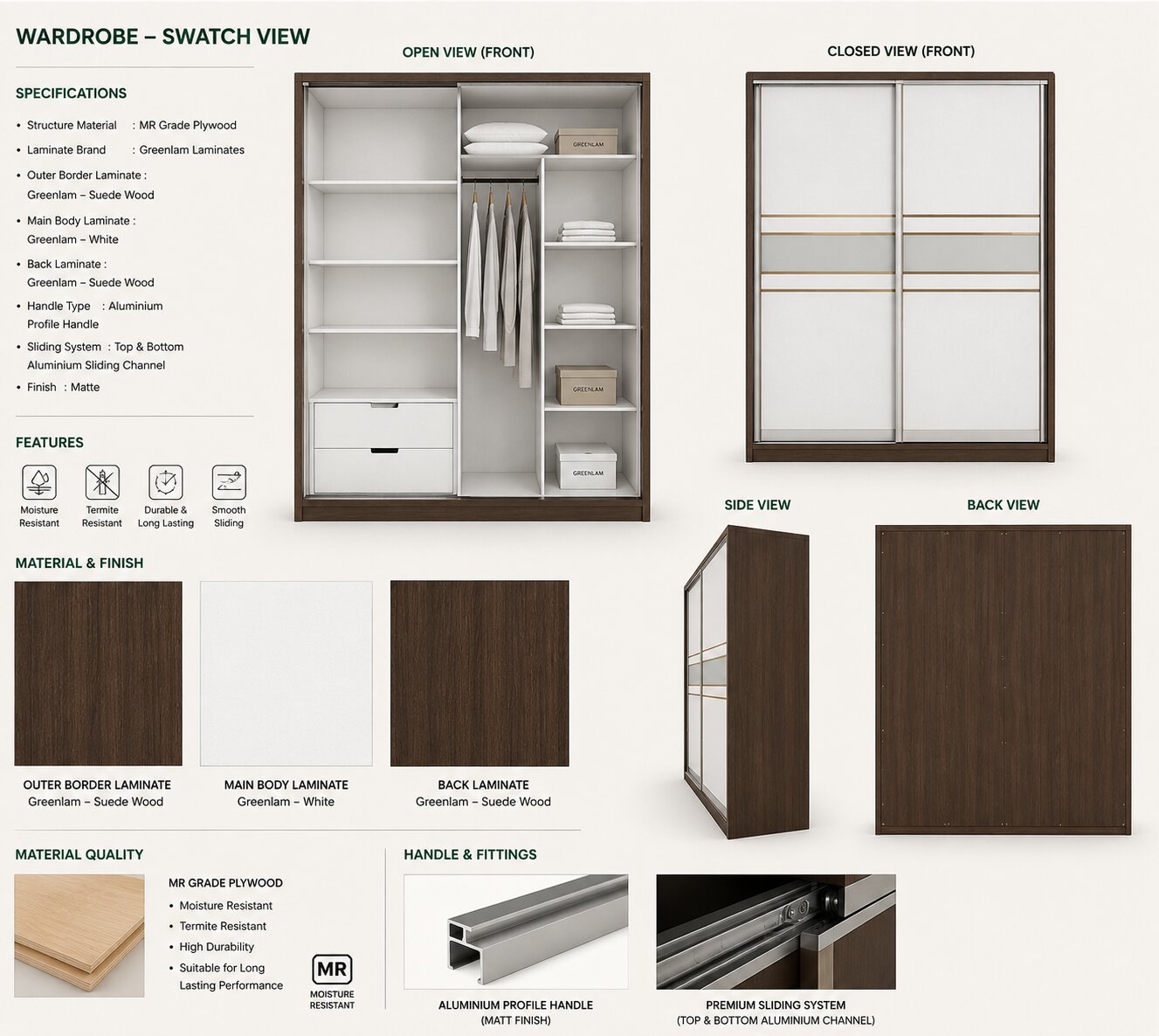 Sliding Door Wardrobe – Bitter Chocolate & Champagne Finish