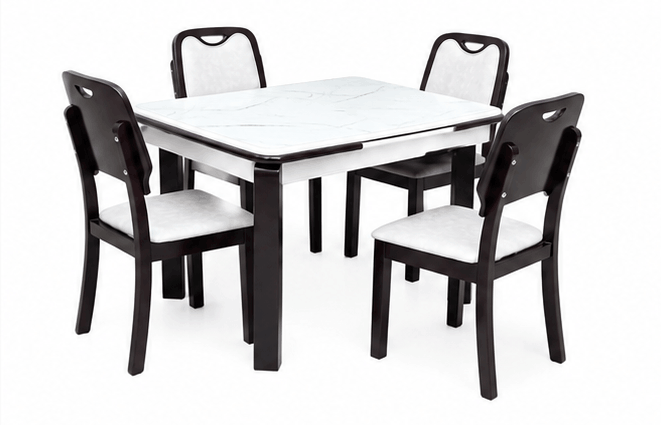 Woodsman Marble Dining Set: Dark Walnut Brown & Marble White - image 3