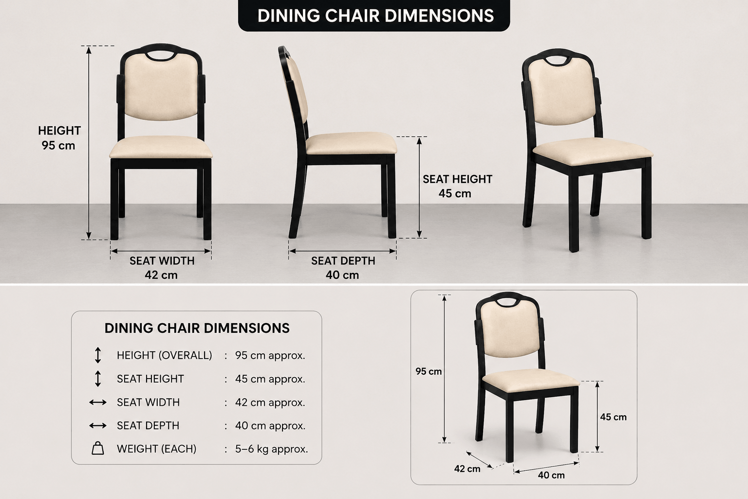 Woodsman Marble Dining Set: Matte Black & Warm Ivory - image 3