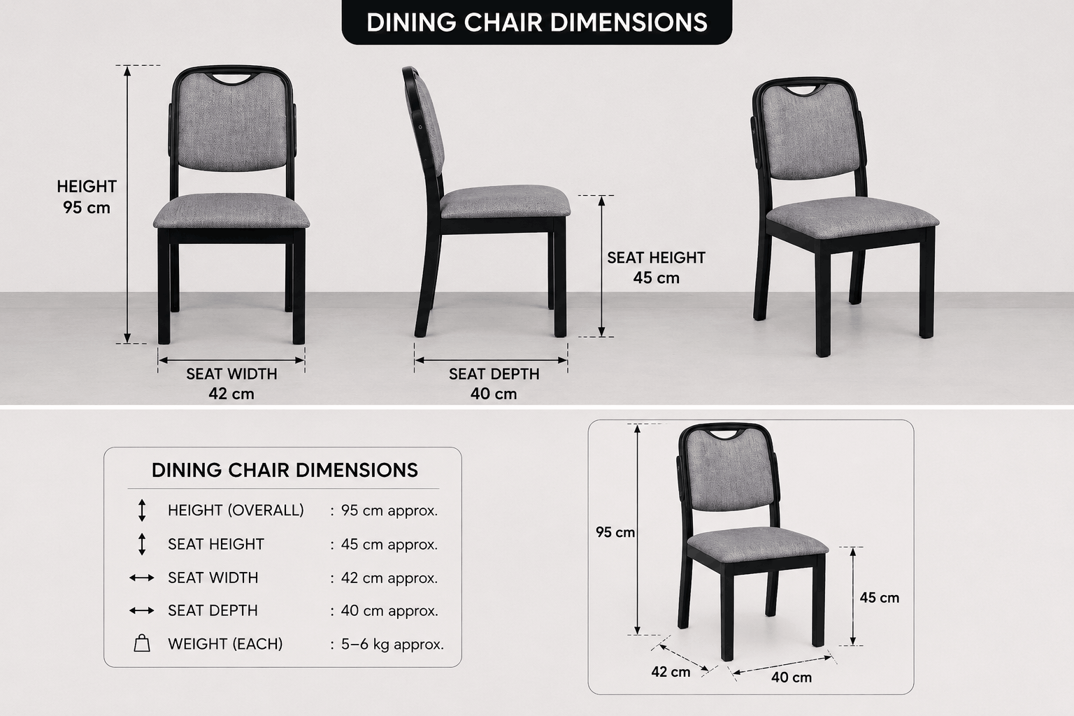 Woodsman Marble Dining Set: Matte Black & Charcoal Grey - image 4