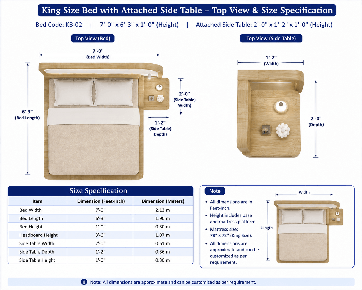 Woodsman King Size Bed with Attached Side Table - image 3