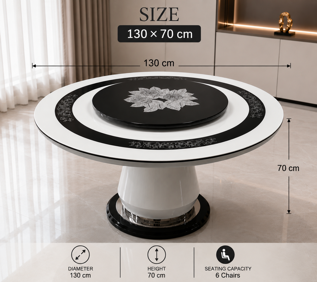 Woodsman Royale Black & White Round Dining Set image 2