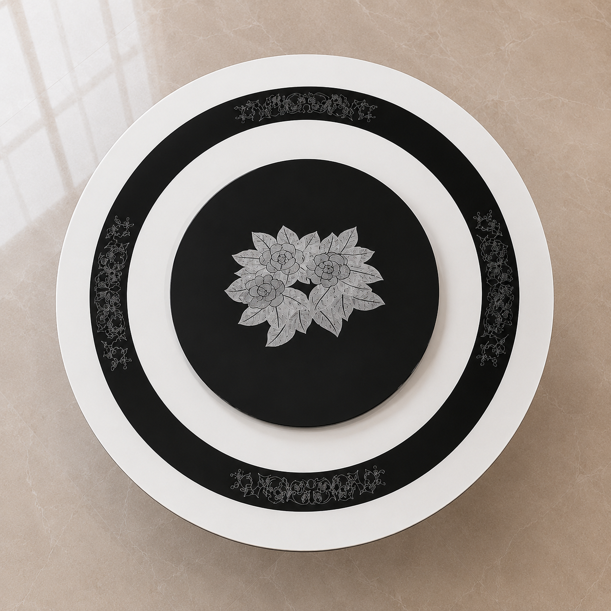 Woodsman Royale Black & White Round Dining Set image 4