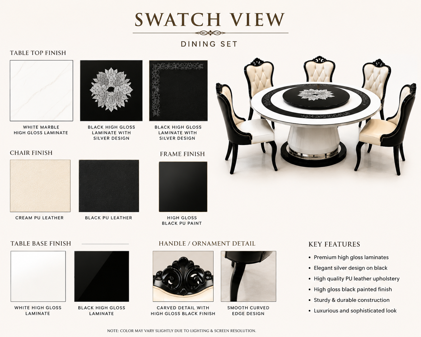 Woodsman Royale Black & White Round Dining Set image 5