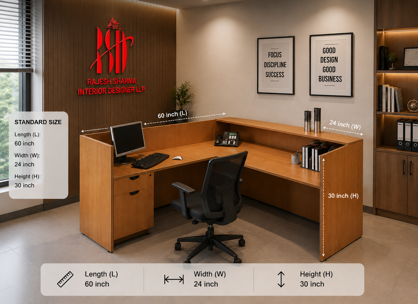Woodsman Modern L-Shaped Executive Desk image 2