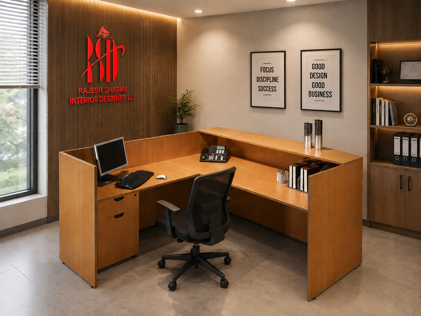 Woodsman Modern L-Shaped Executive Desk image 3