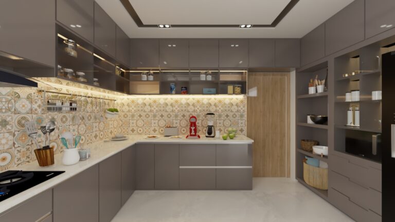 L shape kitchen interior